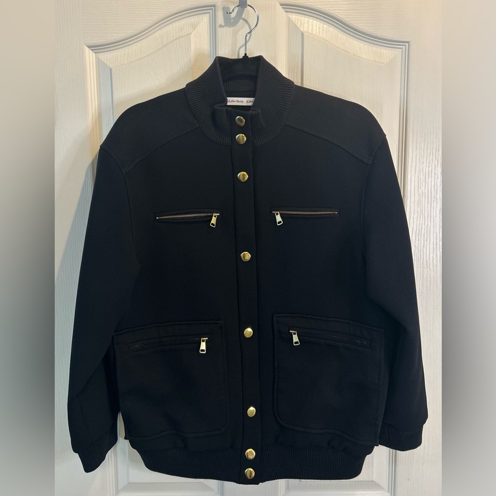 🖤”& Other Stories” Black Jacket with Gold Button Accents & Zippered Pockets Sz 6
